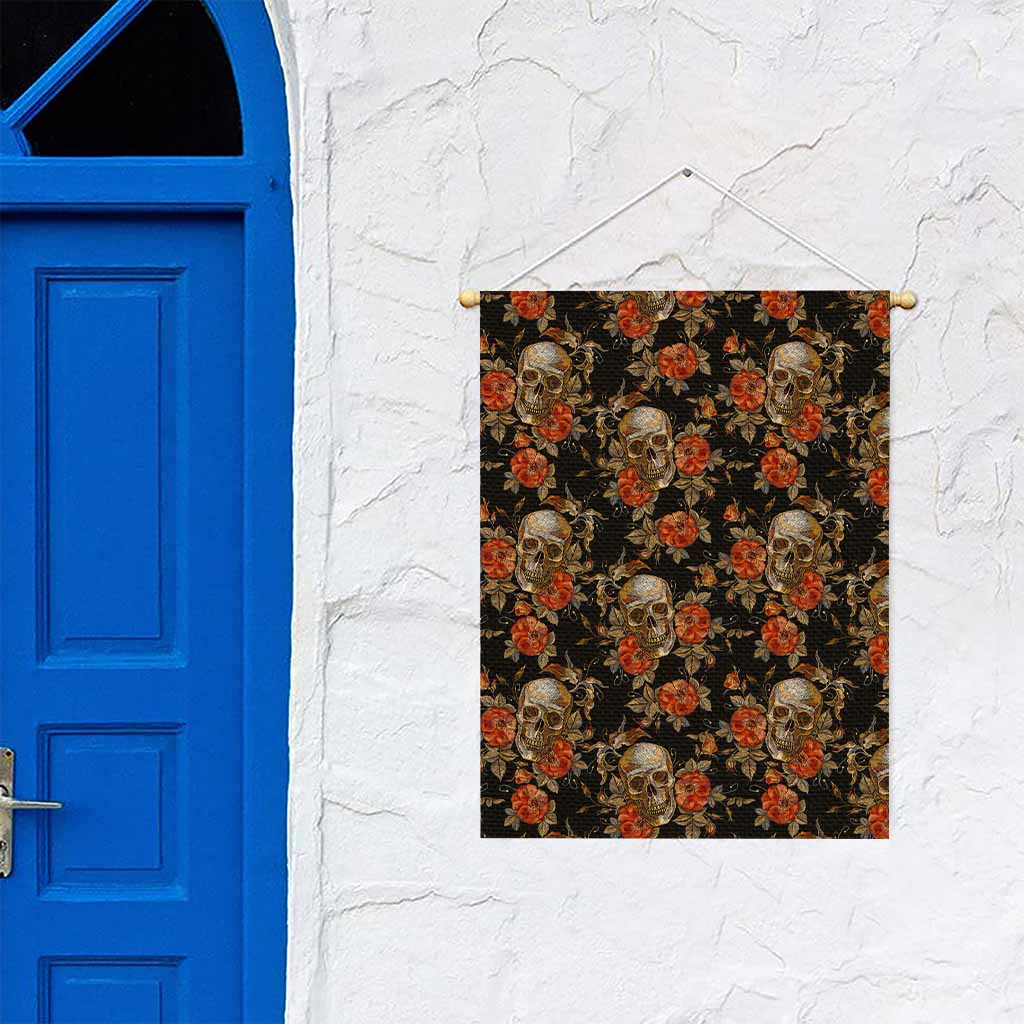 Vintage Floral Skull Pattern Print Garden Flag
