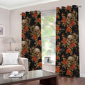 Vintage Floral Skull Pattern Print Grommet Curtains