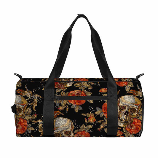 Vintage Floral Skull Pattern Print Gym Bag