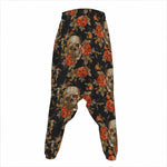 Vintage Floral Skull Pattern Print Hammer Pants