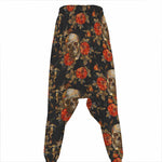 Vintage Floral Skull Pattern Print Hammer Pants