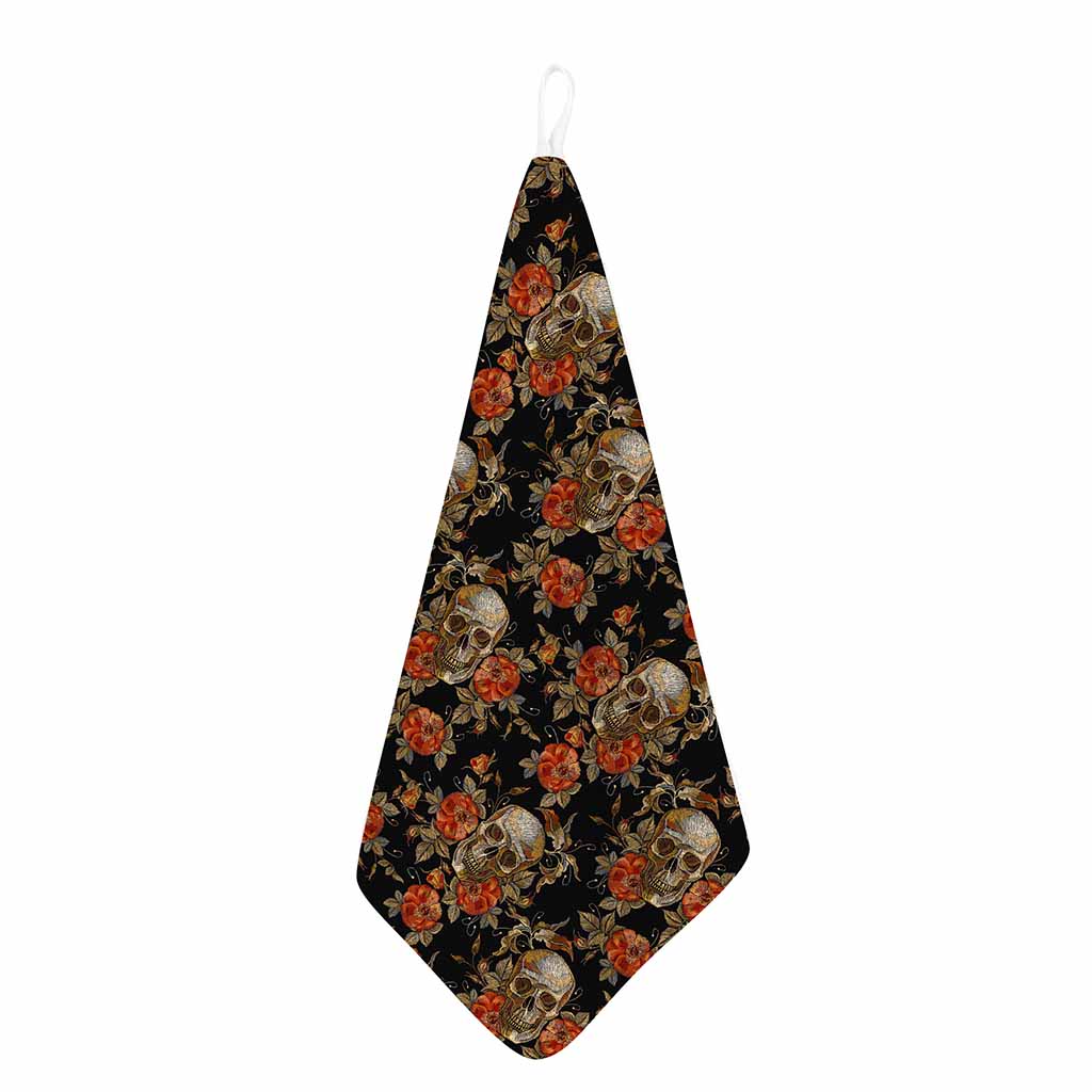 Vintage Floral Skull Pattern Print Hand Towel