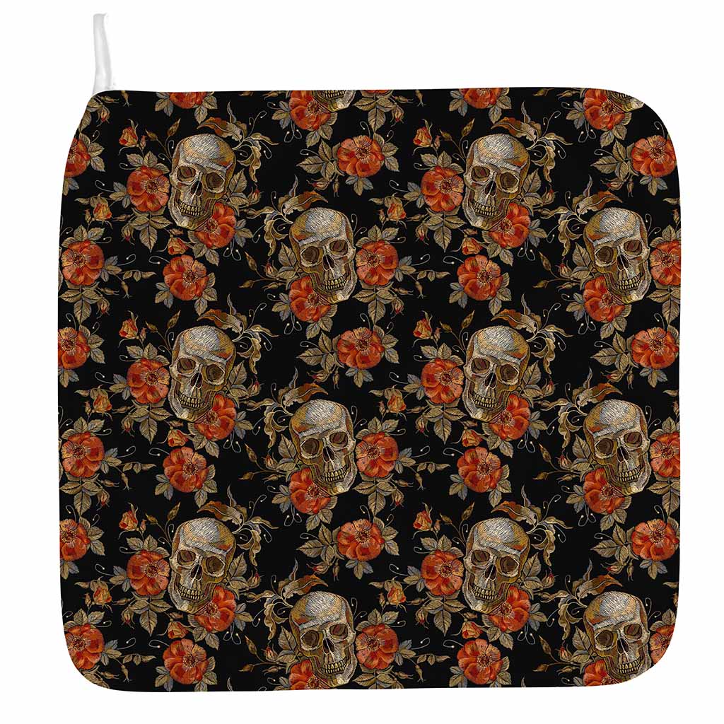 Vintage Floral Skull Pattern Print Hand Towel