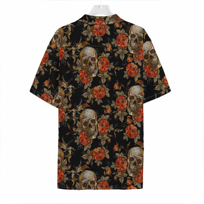 Vintage Floral Skull Pattern Print Hawaiian Shirt