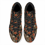 Vintage Floral Skull Pattern Print High Top Leather Sneakers
