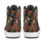 Vintage Floral Skull Pattern Print High Top Leather Sneakers
