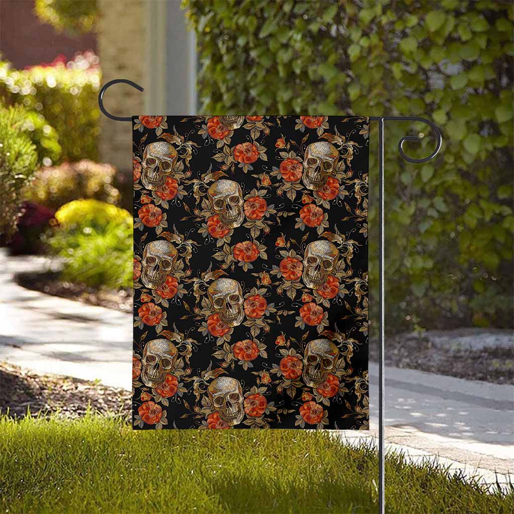 Vintage Floral Skull Pattern Print House Flag