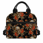 Vintage Floral Skull Pattern Print Insulated Lunch Bag