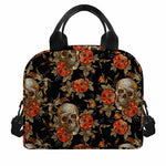 Vintage Floral Skull Pattern Print Insulated Lunch Bag