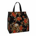 Vintage Floral Skull Pattern Print Insulated Lunch Tote