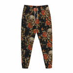 Vintage Floral Skull Pattern Print Jogger Pants