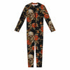 Vintage Floral Skull Pattern Print Jumpsuit