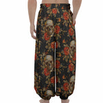 Vintage Floral Skull Pattern Print Lantern Pants