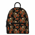 Vintage Floral Skull Pattern Print Leather Backpack