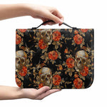 Vintage Floral Skull Pattern Print Leather Bible Cover