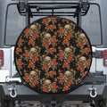 Vintage Floral Skull Pattern Print Leather Spare Tire Cover