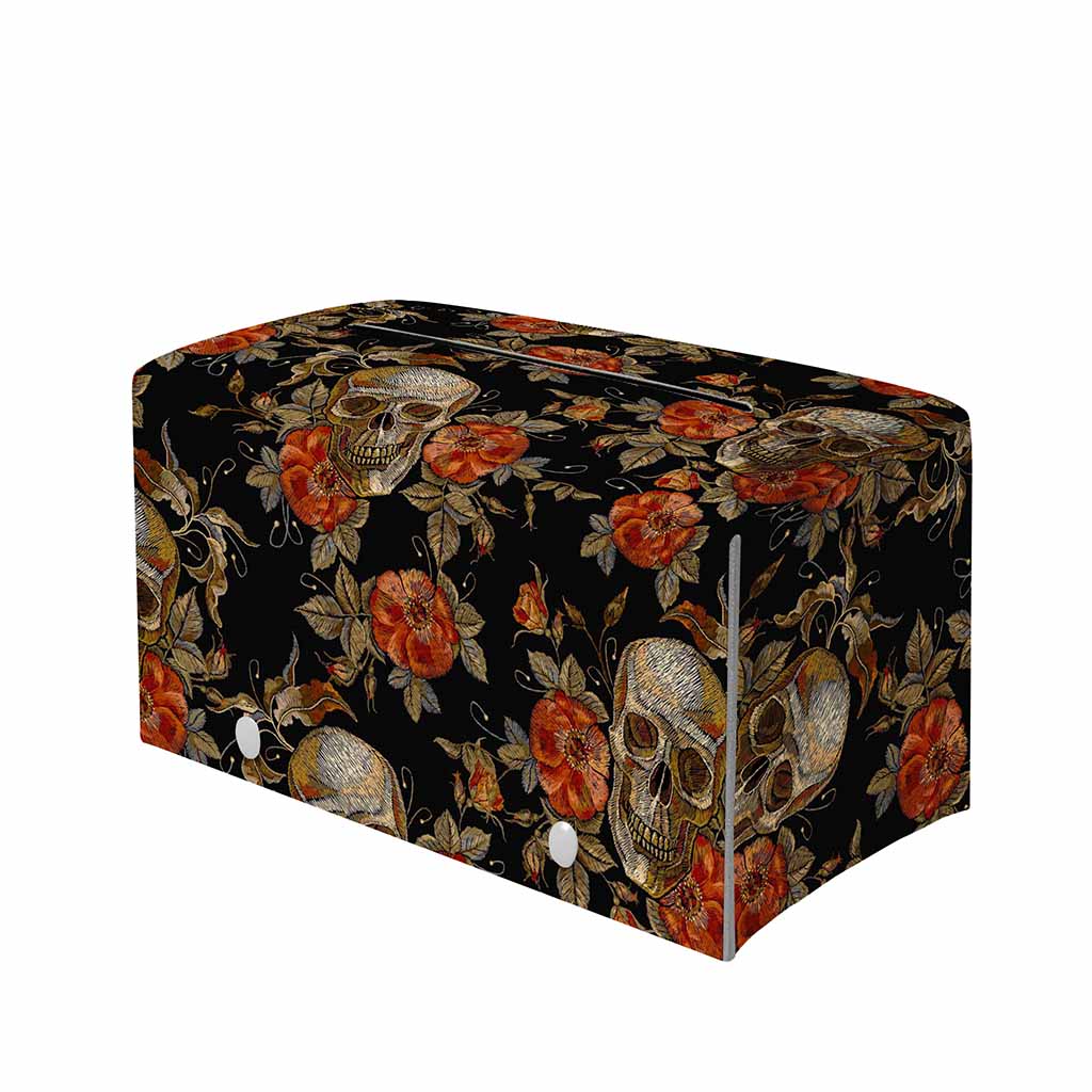 Vintage Floral Skull Pattern Print Leather Tissue Box Cover