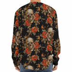 Vintage Floral Skull Pattern Print Long Sleeve Baseball Jersey