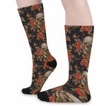 Vintage Floral Skull Pattern Print Long Socks