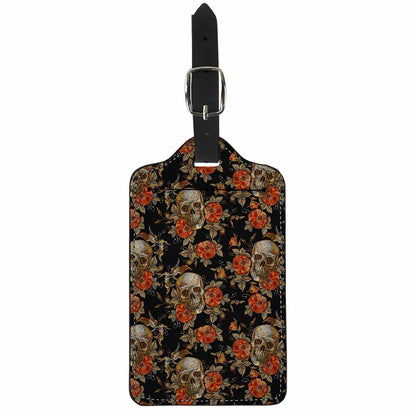 Vintage Floral Skull Pattern Print Luggage Tag