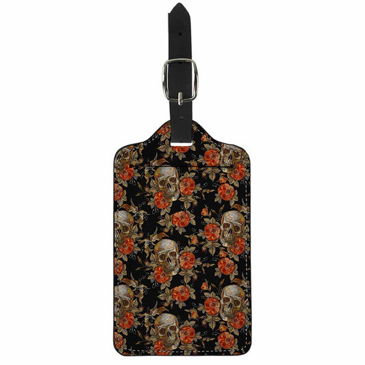 Vintage Floral Skull Pattern Print Luggage Tag