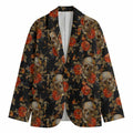 Vintage Floral Skull Pattern Print Men's Blazer