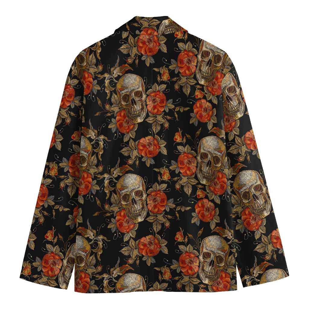 Vintage Floral Skull Pattern Print Men's Blazer
