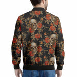 Vintage Floral Skull Pattern Print Men's Bomber Jacket