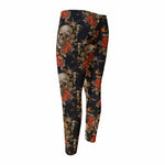 Vintage Floral Skull Pattern Print Men's Compression Pants