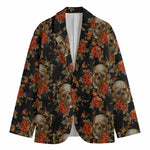 Vintage Floral Skull Pattern Print Men's Cotton Blazer