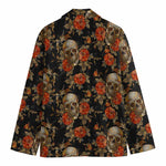 Vintage Floral Skull Pattern Print Men's Cotton Blazer