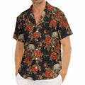 Vintage Floral Skull Pattern Print Men's Deep V-Neck Shirt