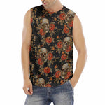Vintage Floral Skull Pattern Print Men's Fitness Tank Top