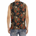Vintage Floral Skull Pattern Print Men's Fitness Tank Top