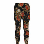 Vintage Floral Skull Pattern Print Men's leggings