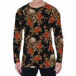 Vintage Floral Skull Pattern Print Men's Long Sleeve T-Shirt