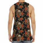 Vintage Floral Skull Pattern Print Men's Muscle Tank Top