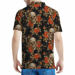 Vintage Floral Skull Pattern Print Men's Polo Shirt