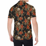 Vintage Floral Skull Pattern Print Men's Shirt
