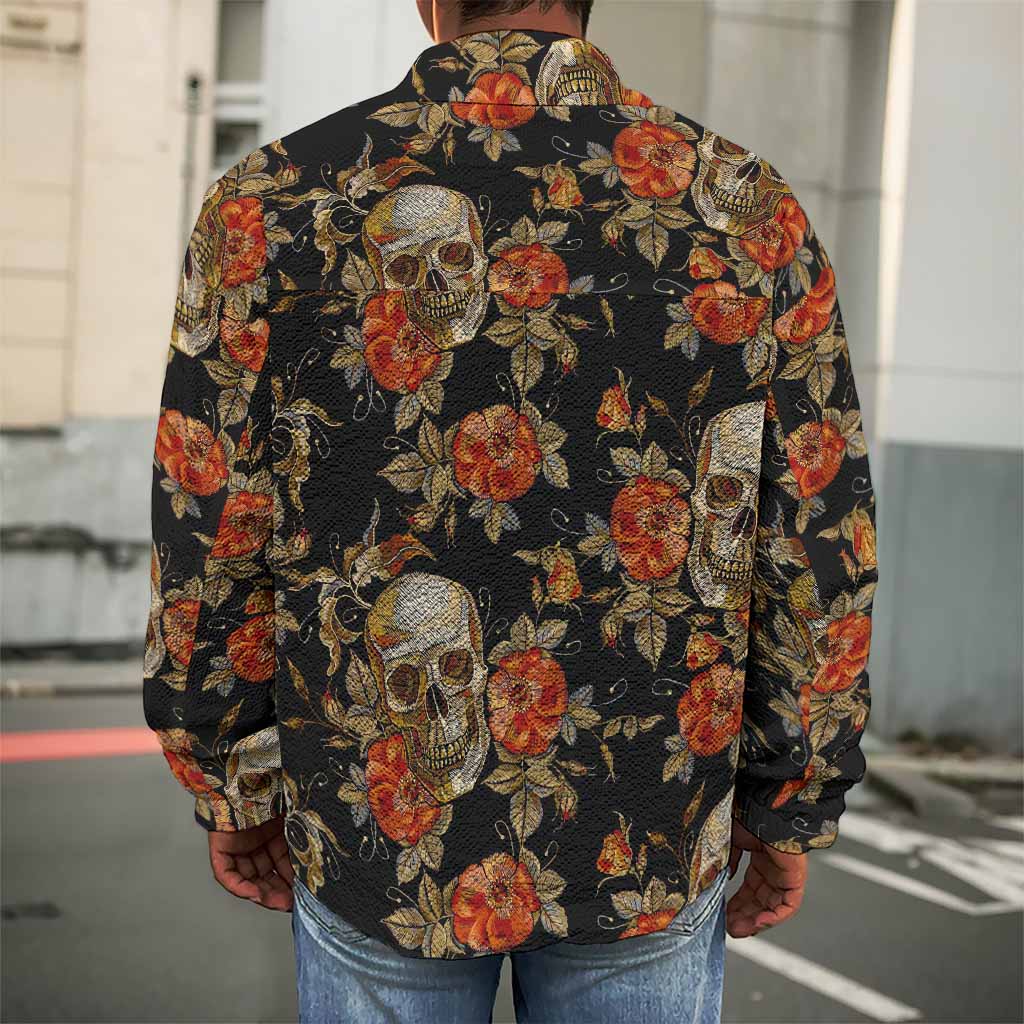Vintage Floral Skull Pattern Print Men's Shirt Jacket