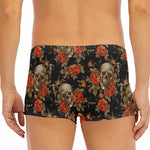 Vintage Floral Skull Pattern Print Men's Short Boxer Briefs