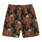 Vintage Floral Skull Pattern Print Men's Swim Trunks