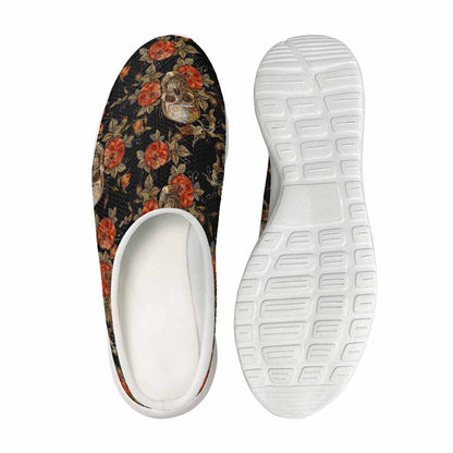 Vintage Floral Skull Pattern Print Mesh Casual Shoes