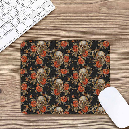 Vintage Floral Skull Pattern Print Mouse Pad