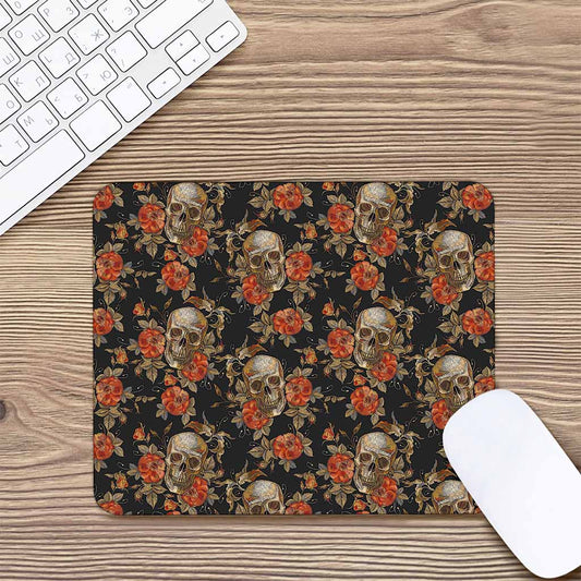 Vintage Floral Skull Pattern Print Mouse Pad