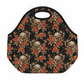 Vintage Floral Skull Pattern Print Neoprene Lunch Bag