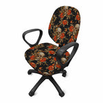 Vintage Floral Skull Pattern Print Office Chair Cover