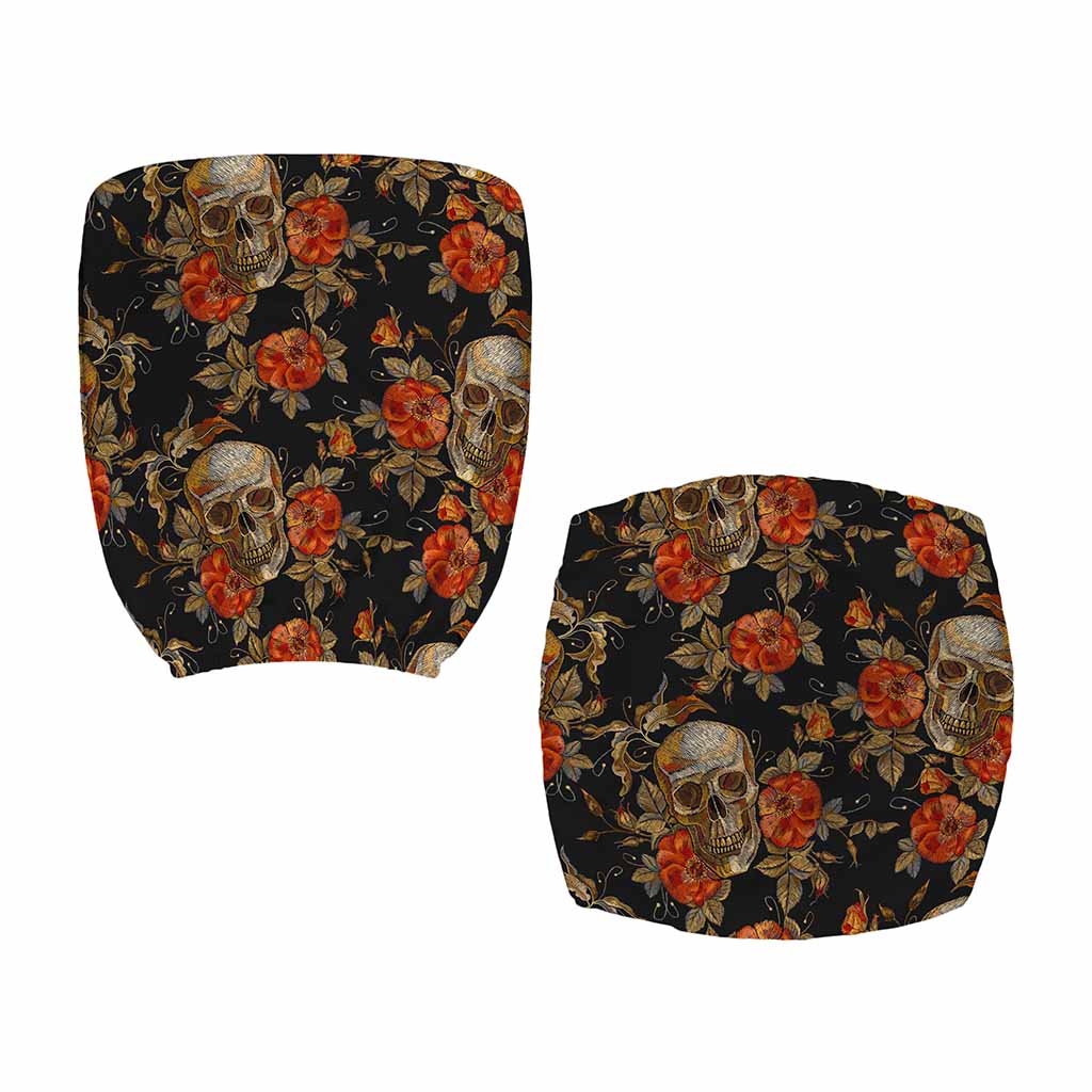 Vintage Floral Skull Pattern Print Office Chair Cover