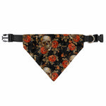 Vintage Floral Skull Pattern Print Over The Collar Dog Bandana