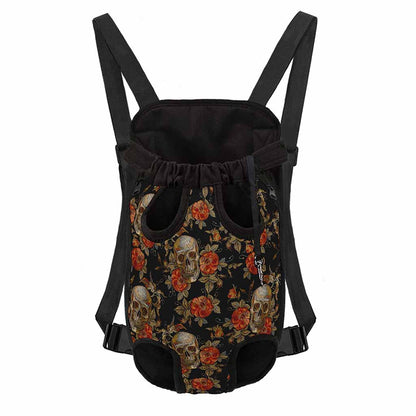 Vintage Floral Skull Pattern Print Pet Carrier Backpack